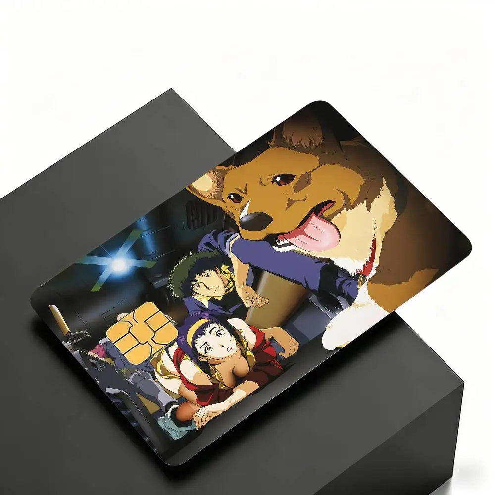 Anime C-CowboyES Cartoon B-BebopES Credit Skin Cover Card Stickers 4PCS Film Bus Pass Front Decoration Bank Debit Waterproof