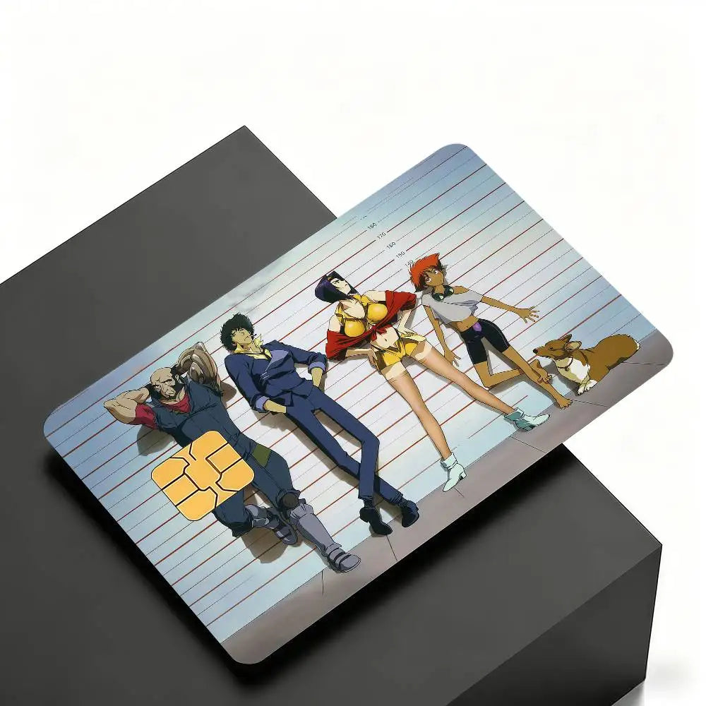 Anime C-CowboyES Cartoon B-BebopES Credit Skin Cover Card Stickers 4PCS Film Bus Pass Front Decoration Bank Debit Waterproof