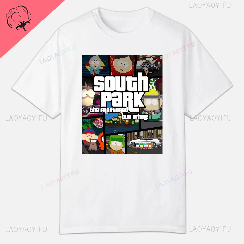 S-South Park Custom Clothes Funny Tops Printed Cotton Short Sleeve Plain Tees Clothing Men Streetwear Graphic T-shirt Quality