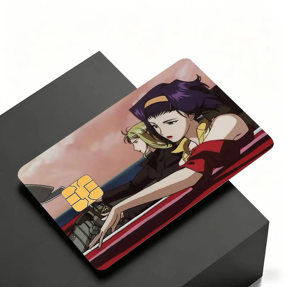 Anime C-CowboyES Cartoon B-BebopES Credit Skin Cover Card Stickers 4PCS Film Bus Pass Front Decoration Bank Debit Waterproof