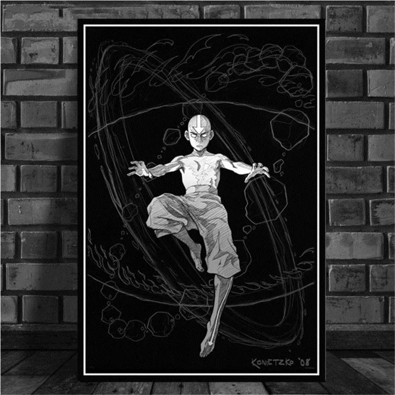 Avatar The Last Airbender Aang Fight Anime Art Poster Canvas Painting Wall Picture For Home Decor Posters and Prints