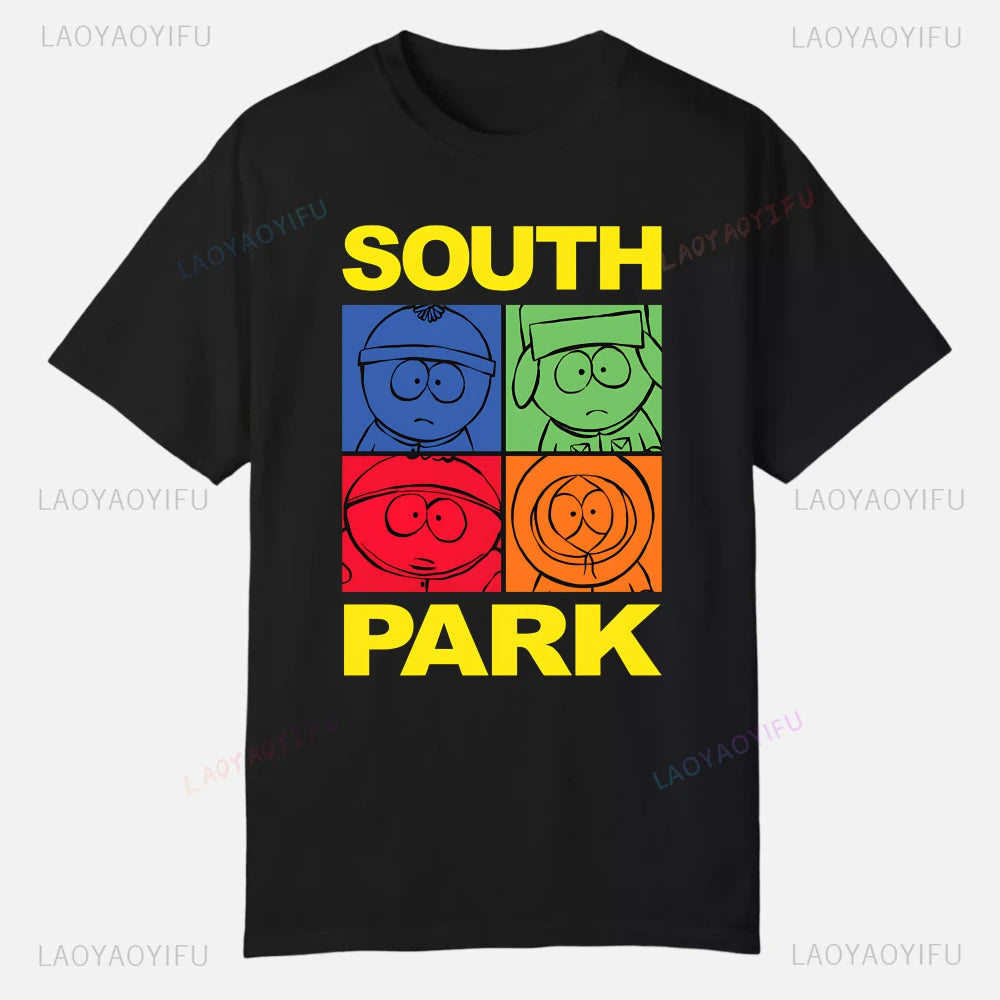 S-South Park Custom Clothes Funny Tops Printed Cotton Short Sleeve Plain Tees Clothing Men Streetwear Graphic T-shirt Quality