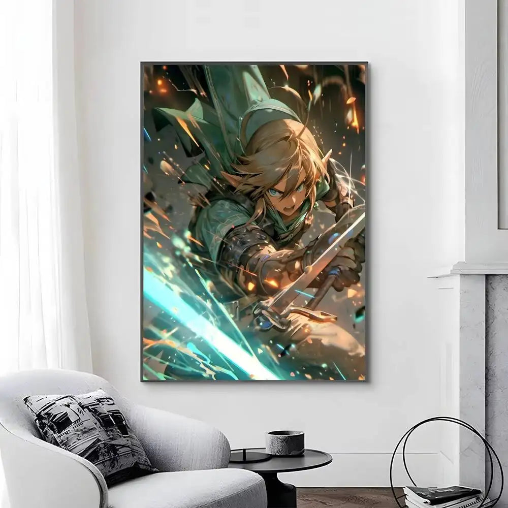 Game L-Legend of Z-elda Cool Breath of The Wild Posters Self Adhesive Waterproof Ideal For Living Room Bedroom Bar Decoration