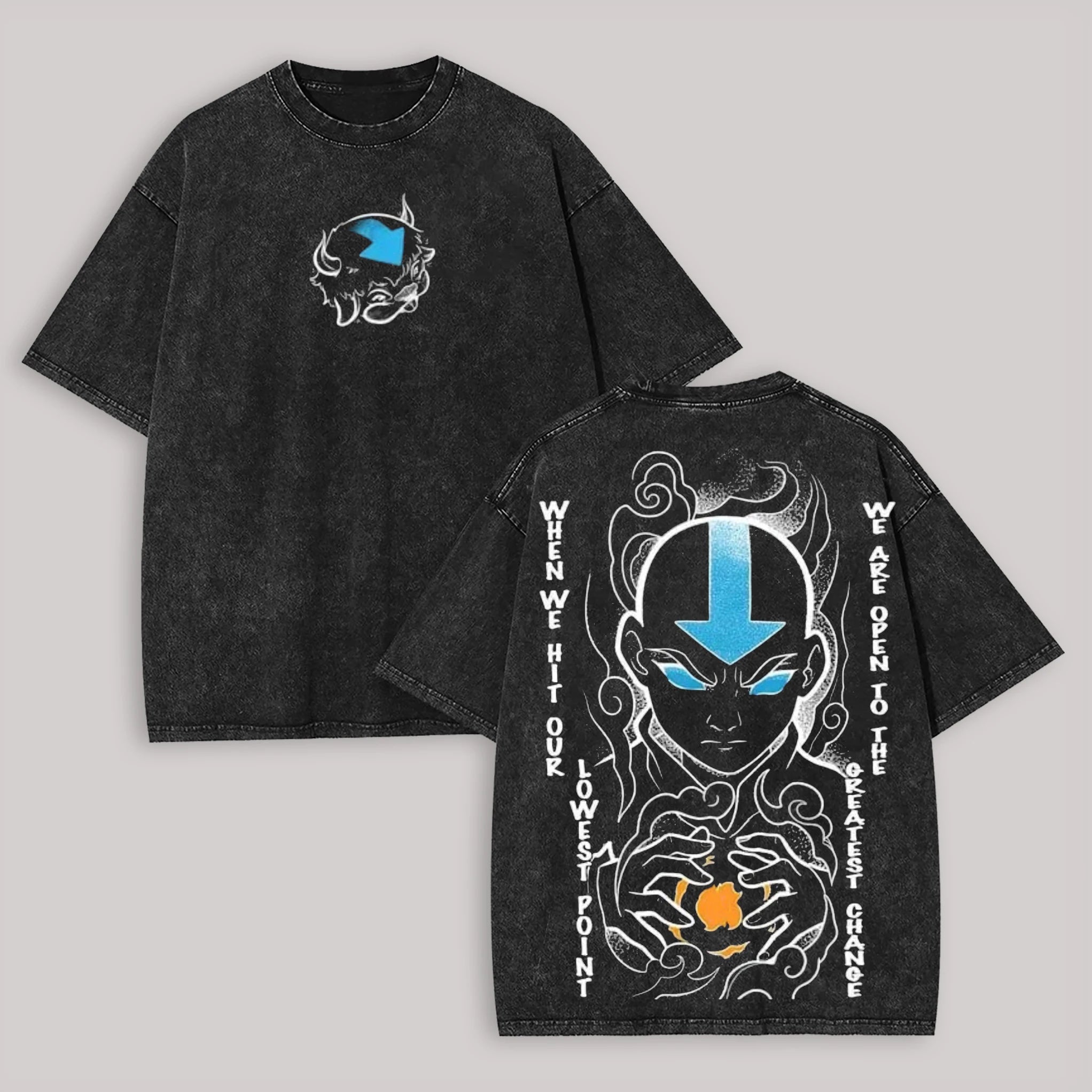 Avatar The Last Airbender hot product New Model Washed T-shirt personality Clothes Retro Fashion Streetwear Trendy Couples soft