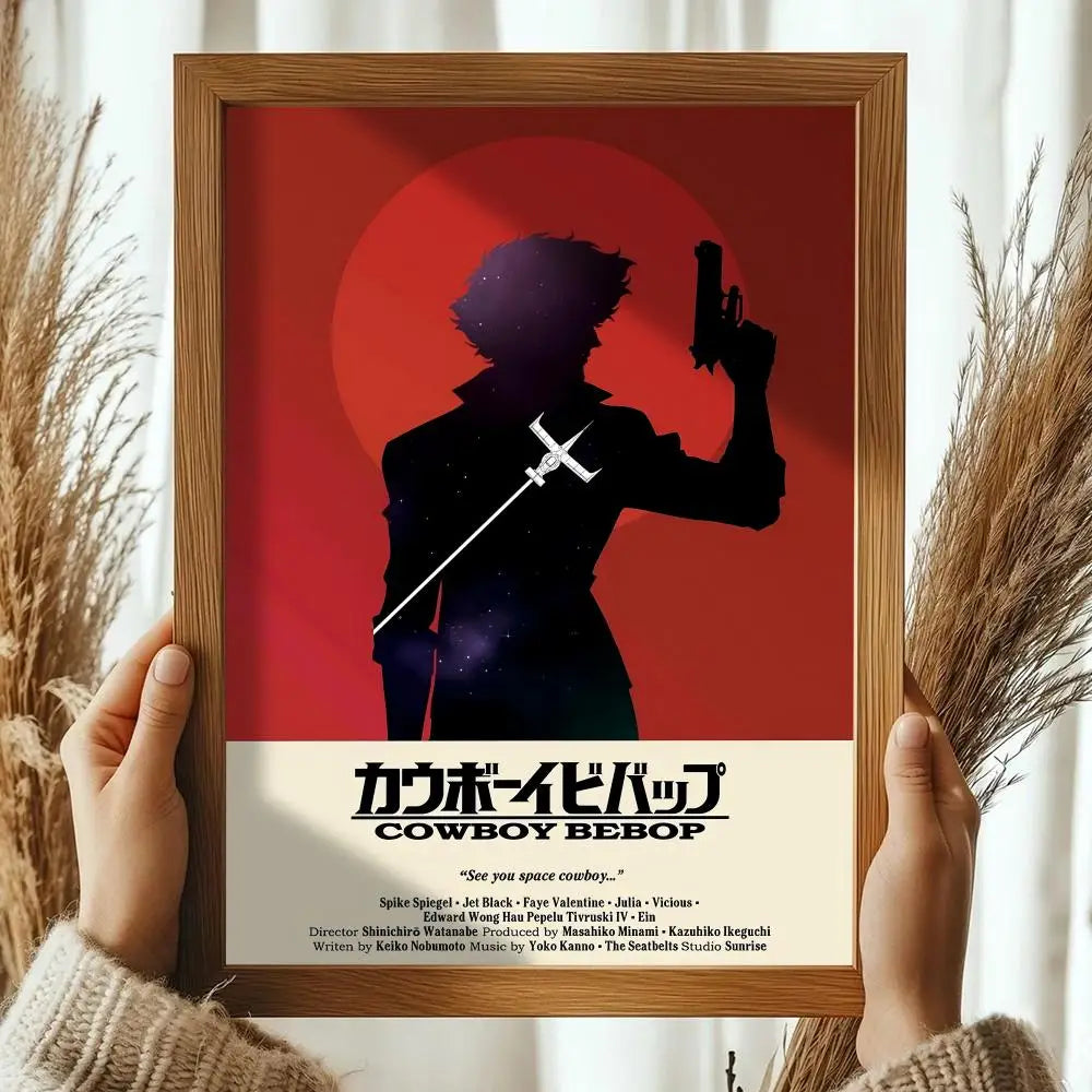 Classic Anime C_Cowboy B_Bebop Poster Decorative Wall Art Stickers Mural Photo Print for Home Living Room Hallway Decor