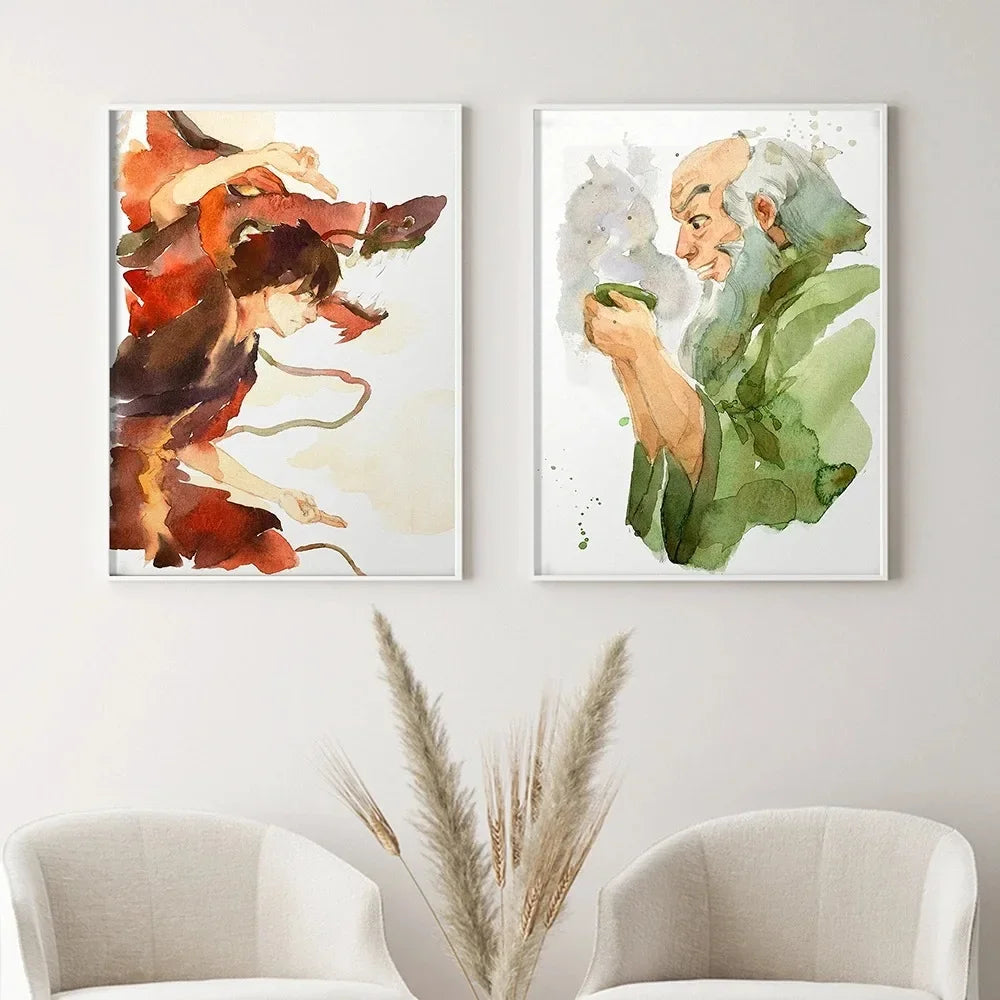 Avatar The Last Airbender Watercolor Painting Art Print Posters And Print Wall Art Painting Wall Picture Living Room Decor